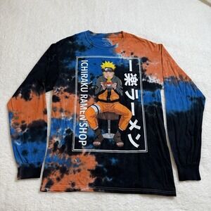 Naruto T Shirt Men Medium Ichiraku Ramen Tie Dye Cotton Black Blue Orange M